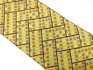 桧扇に花菱模様織り出し　袋帯